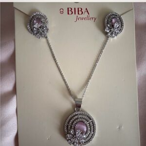 BIBA Silver and Pink Jewelry Set